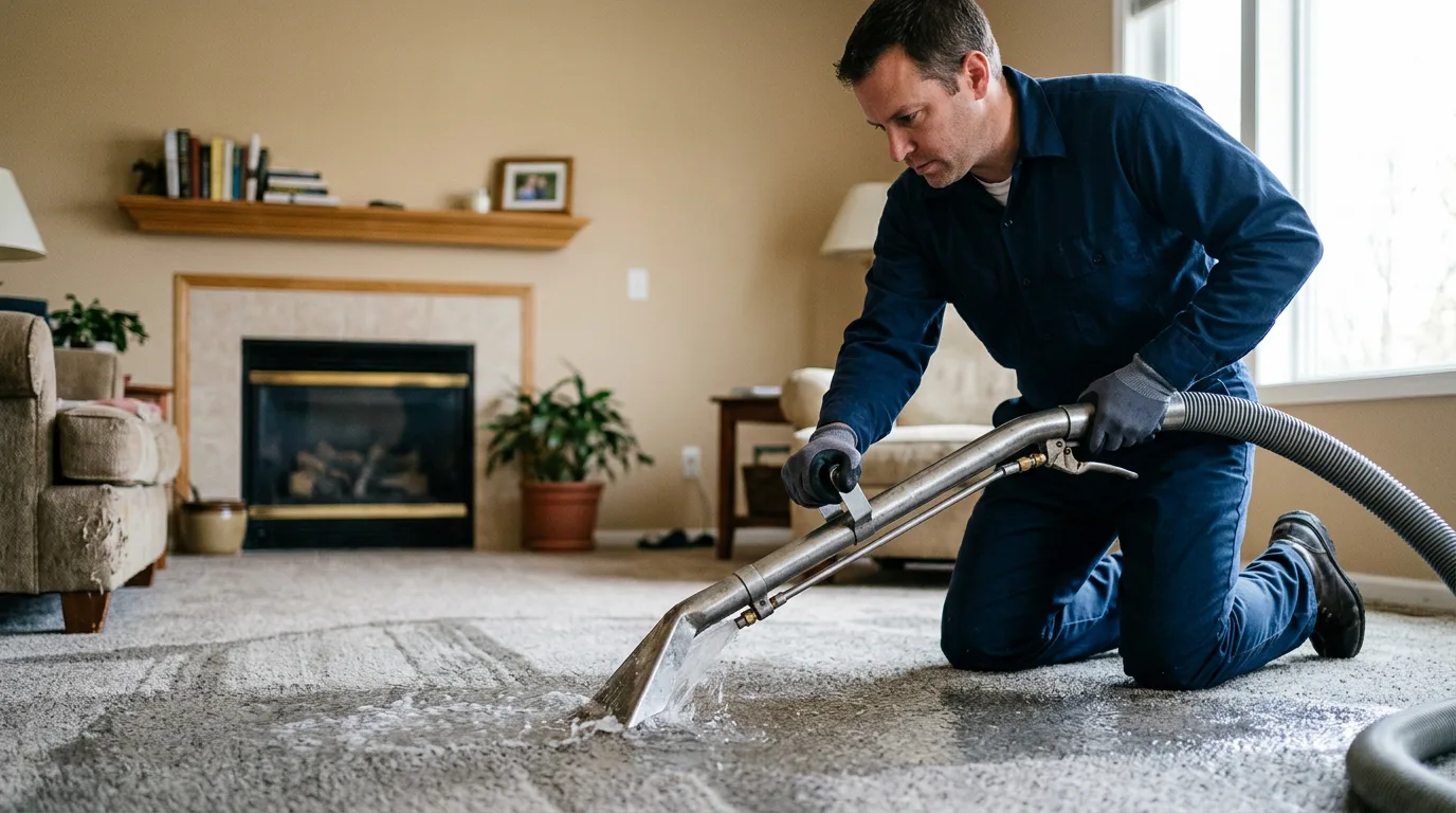 Water damage restoration technician working near Bridgeport, PA